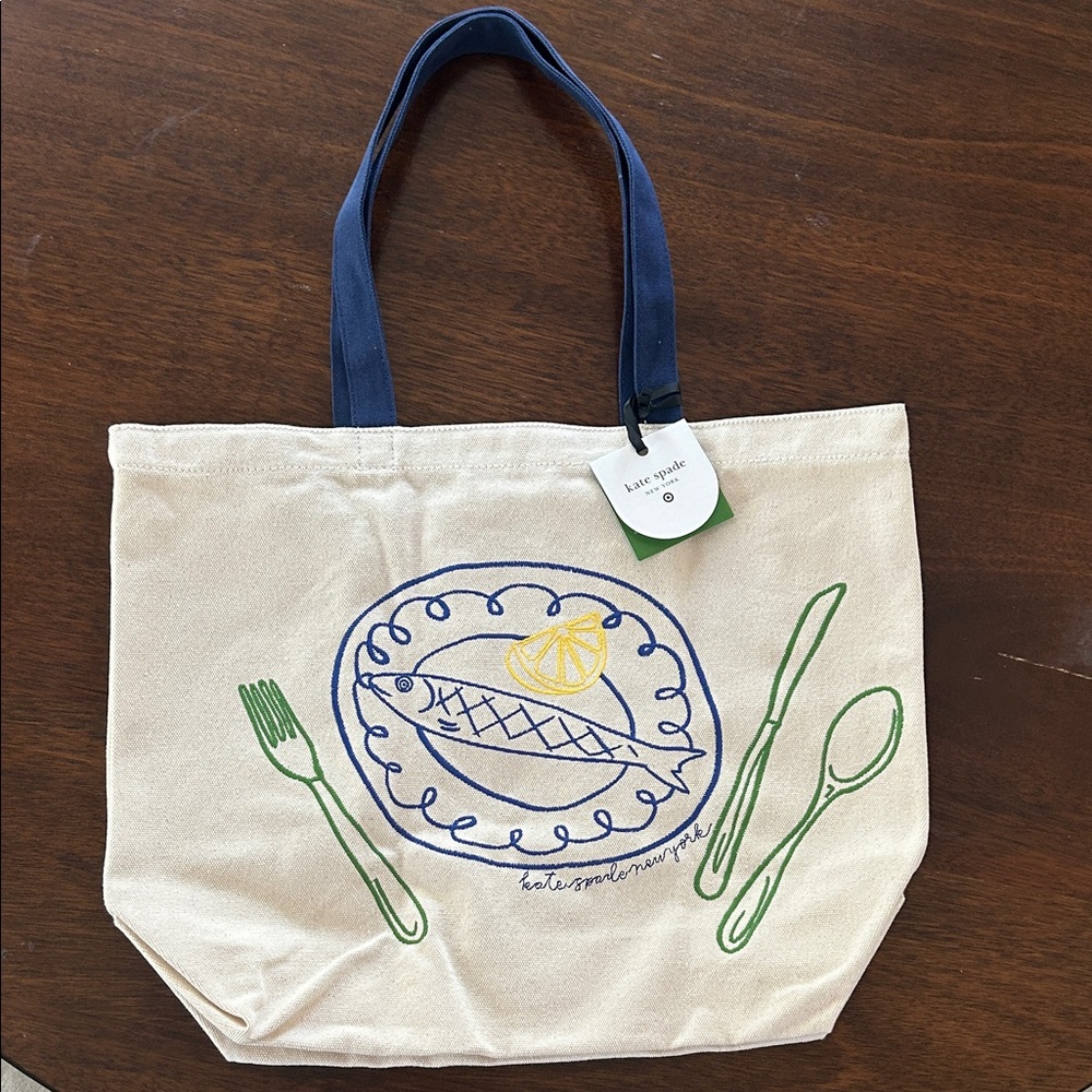 Kate spade x Target collaboration 
Canvas Tote Bag with Fish Design